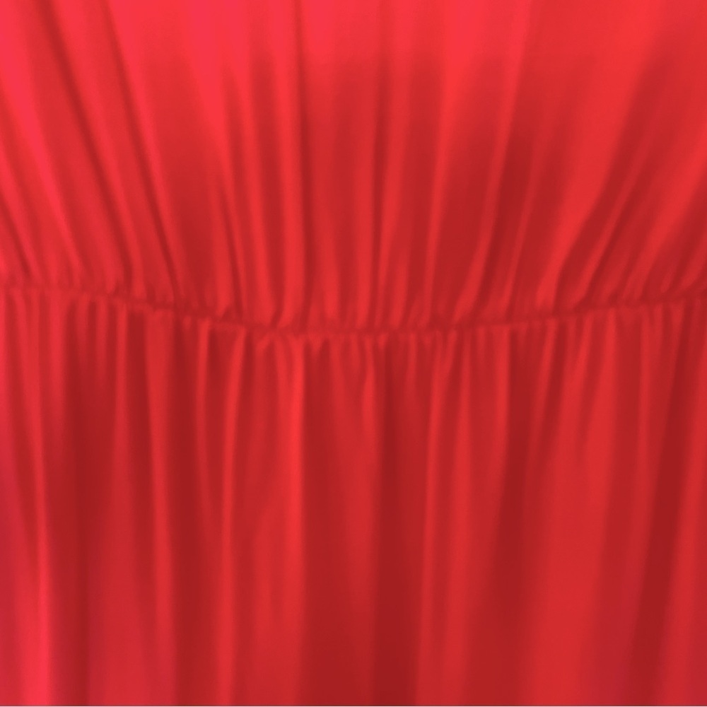 Splendid Coral Long Sleeve V Neck Mini Dress Pockets Elastic Waist Size M NEW - Picture 6 of 10